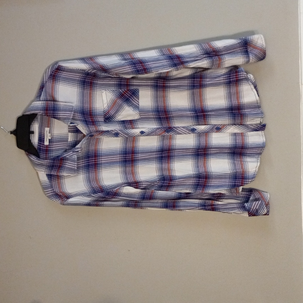 Beachlunchlounge collection Red,White,And Blue, Plaid, Button Down Flannel